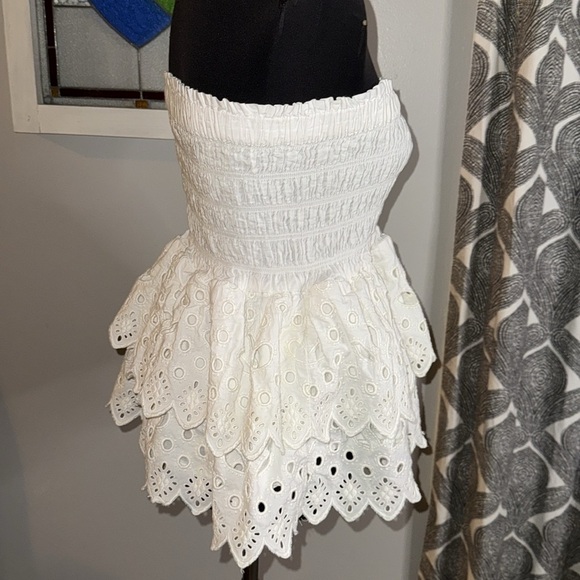 Sea New York Tiered Eyelet Smocked Mini Skirt/ Strapless Top SZ medium - Picture 7 of 10